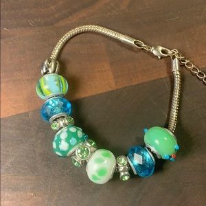 Glass/crystal/charm bracelet